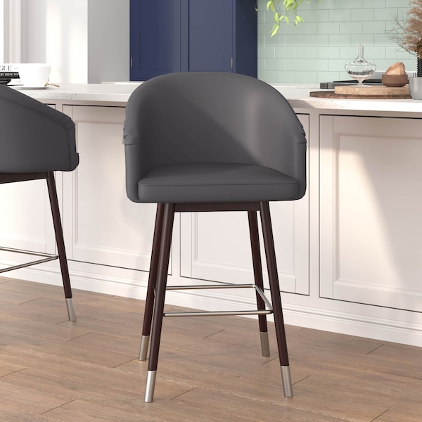Flash Furniture 26" Gray LeatherSoft Counter Stool with Wood Legs AY-1928-26-GY-GG - main